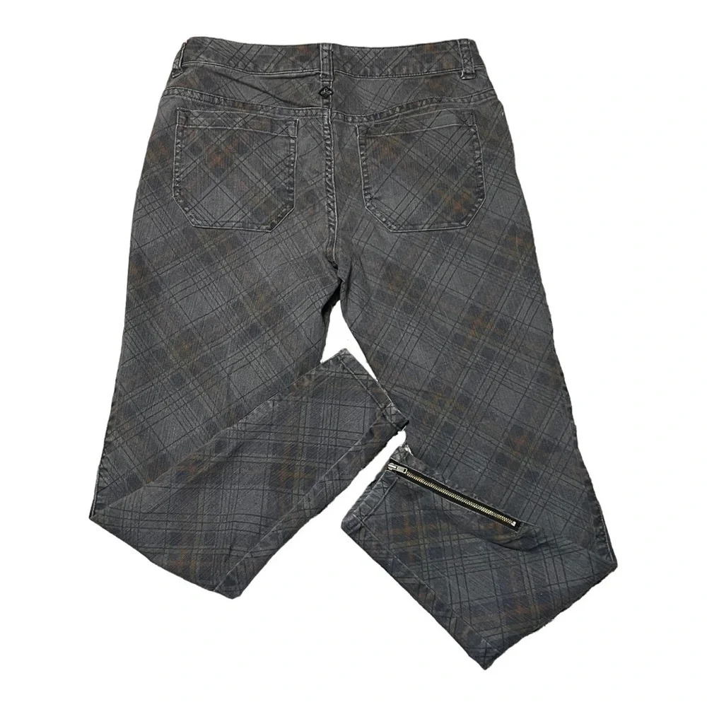 PrAna Skinny Ankle Zip Jeans Women’s Sz 4 Ash Gray Plaid Low Rise Stretch Denim